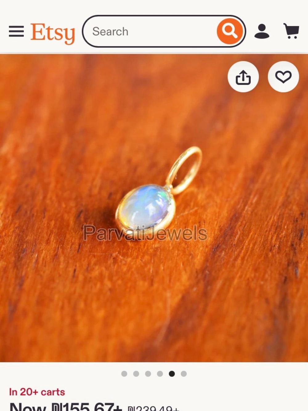 Gold Opal Oval Pendant - Opal Charm